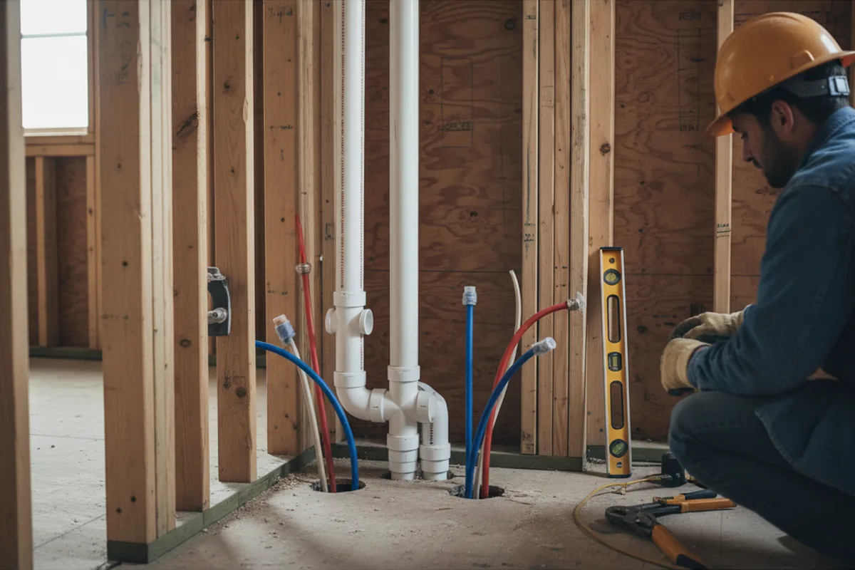 Drain and supply rough-in during Sump Pump Repair in Flintstone